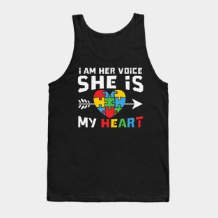 I Am Her Voice She Is My Heart  Auutism Awareness Tank Top